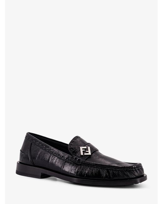Fendi Black Missina Leather Loafers for men