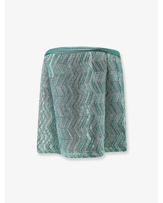 Missoni Blue Viscose Blend And Sequin Mini Skirt