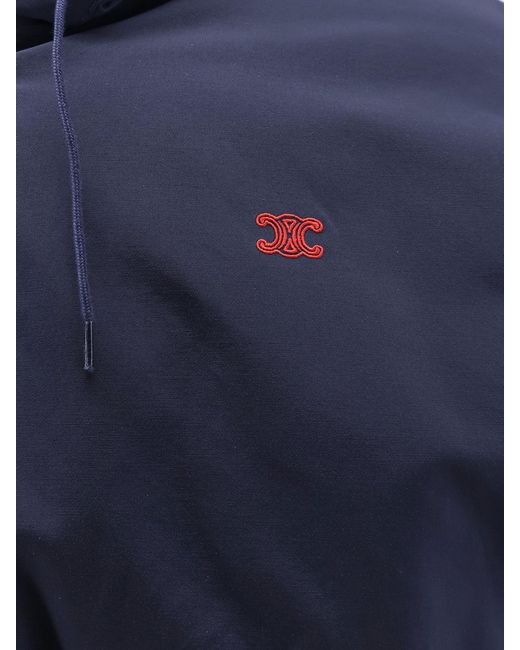 Céline Blue Cotton Blend Hooded Jacket for men