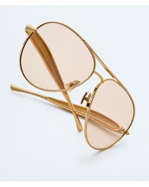 Bottega Veneta White "Aviator Sardine" Sunglasses