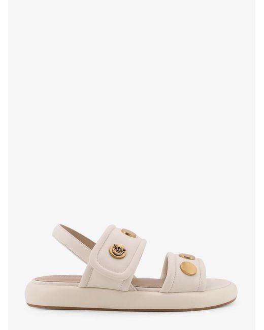 Pinko Natural Fiona Low Leather Sandals