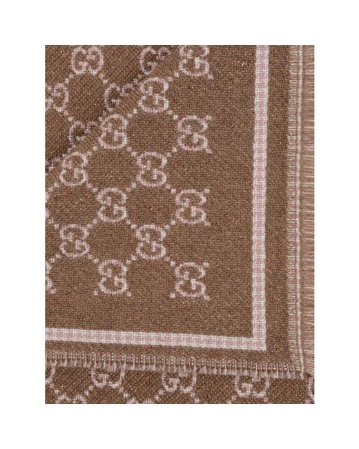 Gucci Brown Gg Wool Scarf