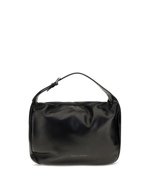 Brunello Cucinelli Black Boule Nappa Leather Shoulder Bag