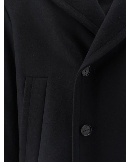 Hevò Black Orno Virgin Wool Blend Coat for men