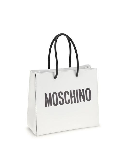 Moschino White Top-Handle Tote Leather
