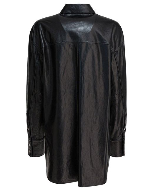 Max Mara Black Leather Shirt Shirts