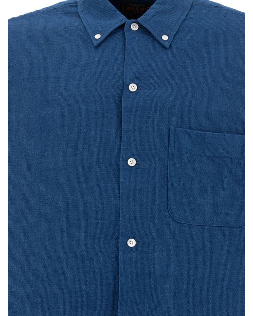Beams Plus Blue Western Double Dye Shirts for men