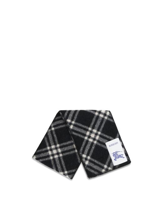 Burberry Black Wool Check Scarf