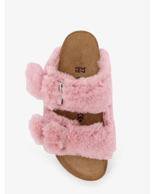 Birkenstock Pink Faux Fur Low Sandals