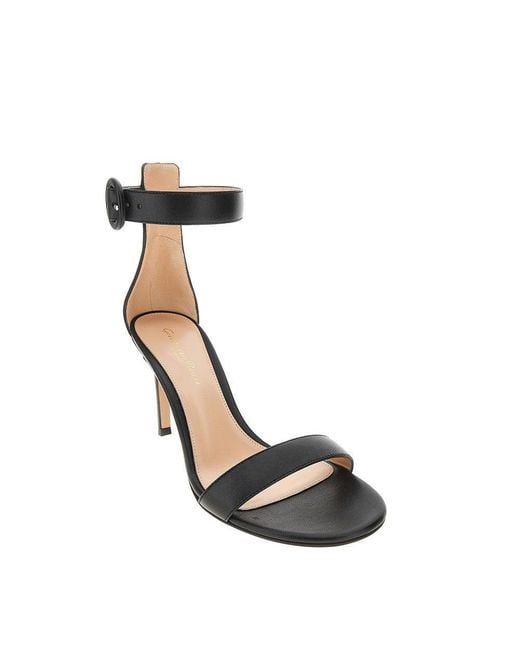 Gianvito Rossi Black Smooth Leather 'Portofino' Sandals