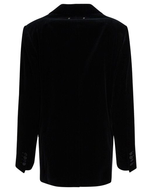 Golden Goose Deluxe Brand Black Velvet And Satin Double-breasted Blazer