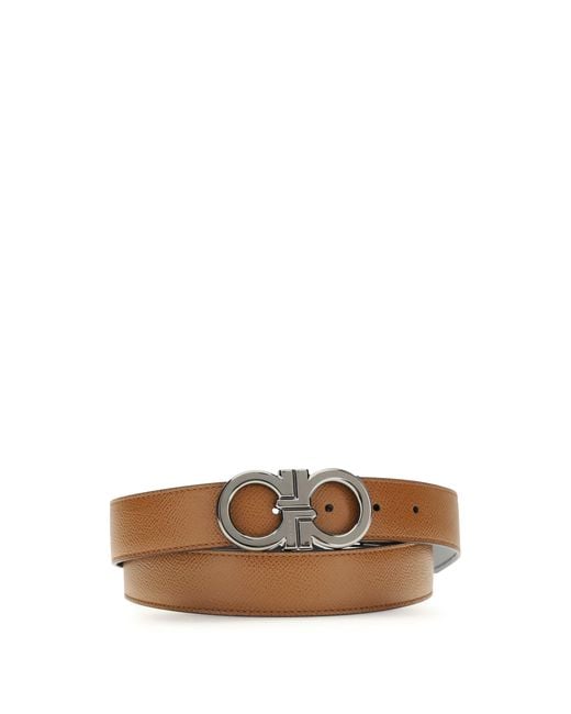 Ferragamo White Reversible And Adjustable Gancini Belt for men