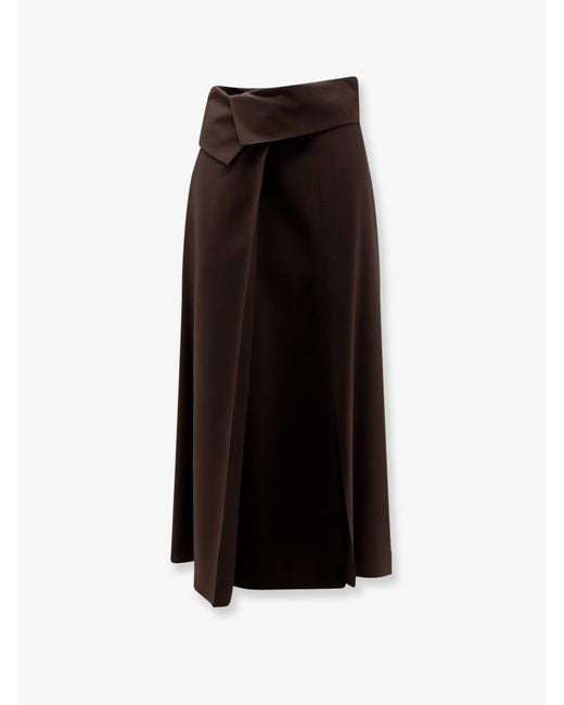 Alysi Black Stretch Virgin Wool Long Skirt