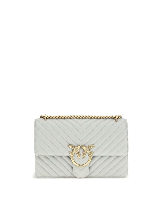 Pinko Gray Shoulder Bag Love One Classic Pearl