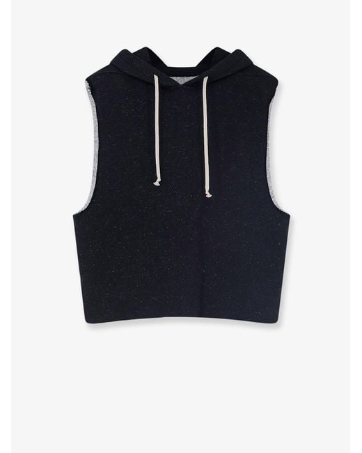 Rick Owens Blue Certified Wool And Cotton Sleeveless Sweatshirt for men