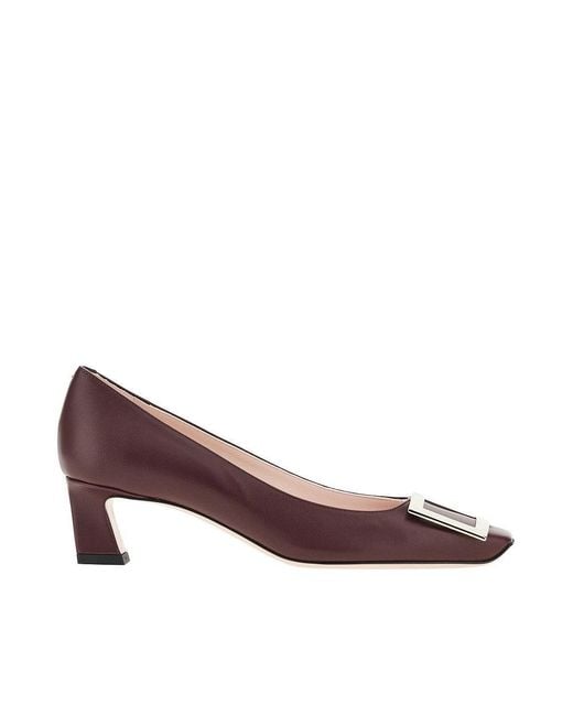 Roger Vivier Purple Trompette Leather Pumps