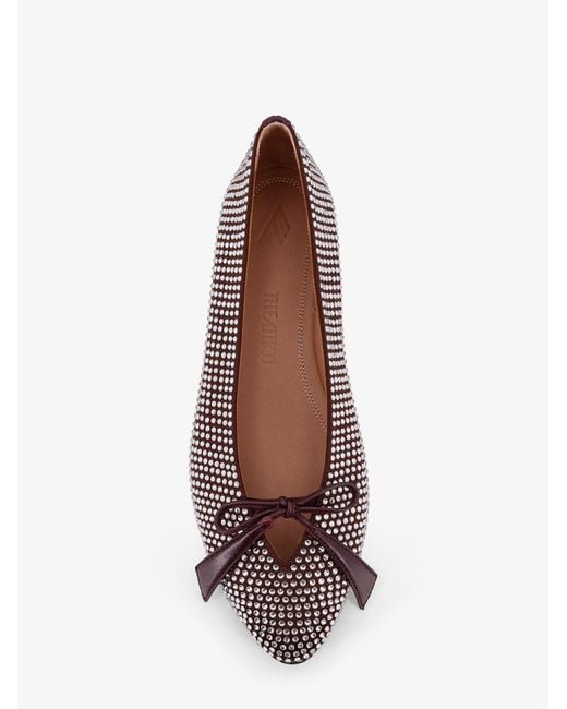 The Attico Brown Kali Satin Ballerinas With All-Over Rhinestone Detail