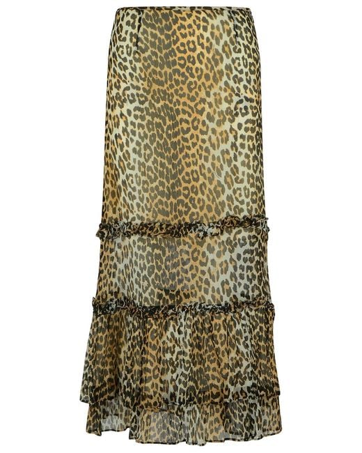 Ganni Green Long Skirt
