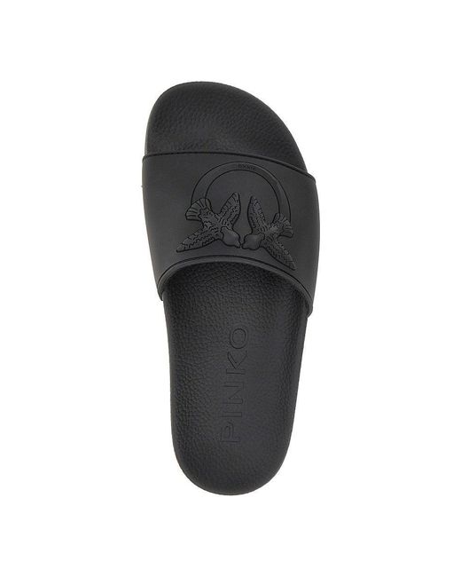 Pinko Blue Love Birds Logo Rubber Slides