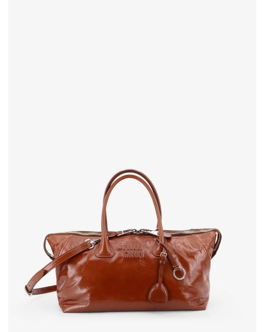 Miu Miu Brown Shiny Leather Crossbody Bag