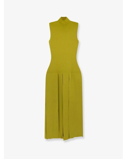 Women's Green Textured Viscose And Silk Maxi Dress