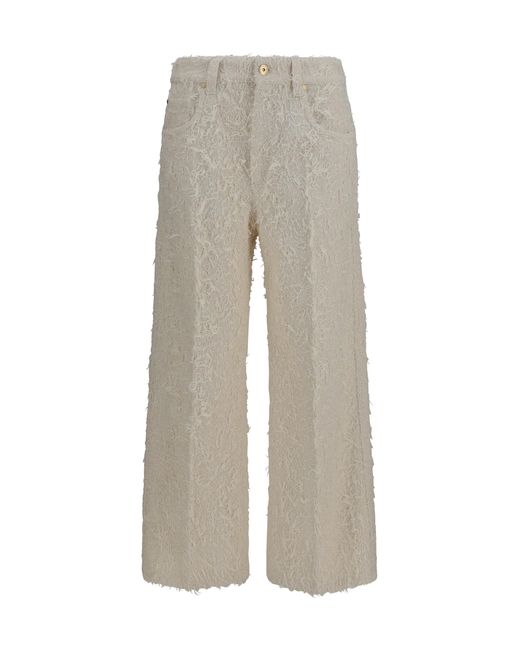 Brunello Cucinelli Gray Square-Leg Dyed Furry Pants With Monili