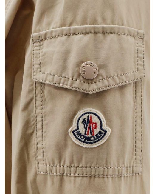 Moncler Natural Laerte Cotton Blend Long Jacket