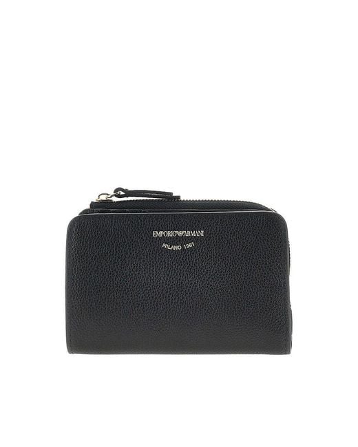 Emporio Armani Black Grained Leather Bi-Fold Wallet