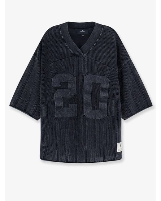 Represent Blue Cotton Sweater With Logo Patch On The Bottom for men