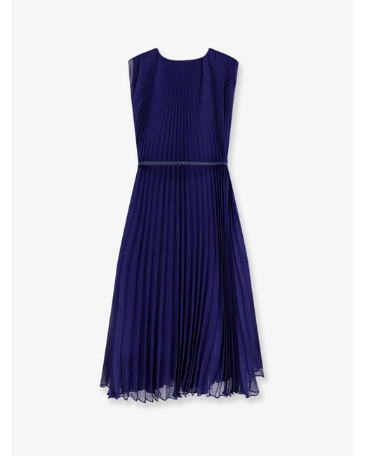 Max Mara Blue Mxecapsula Pleated Long Dress