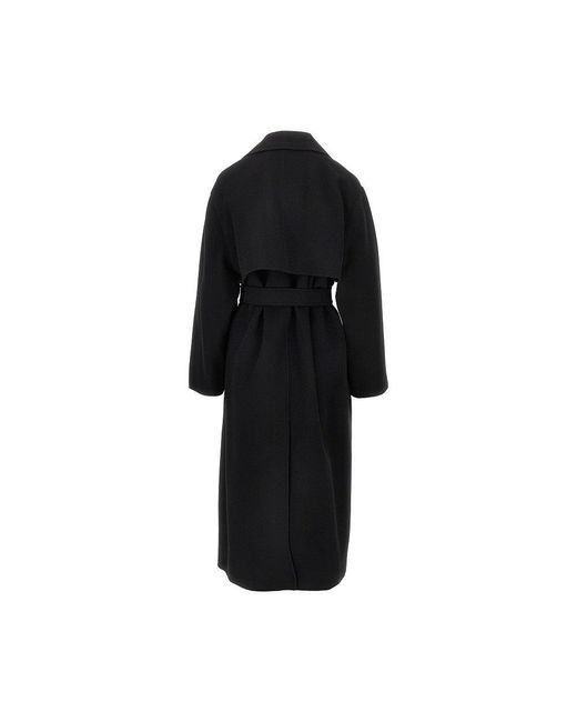 Weekend by Maxmara Black Midi Cloth Coat With Belt