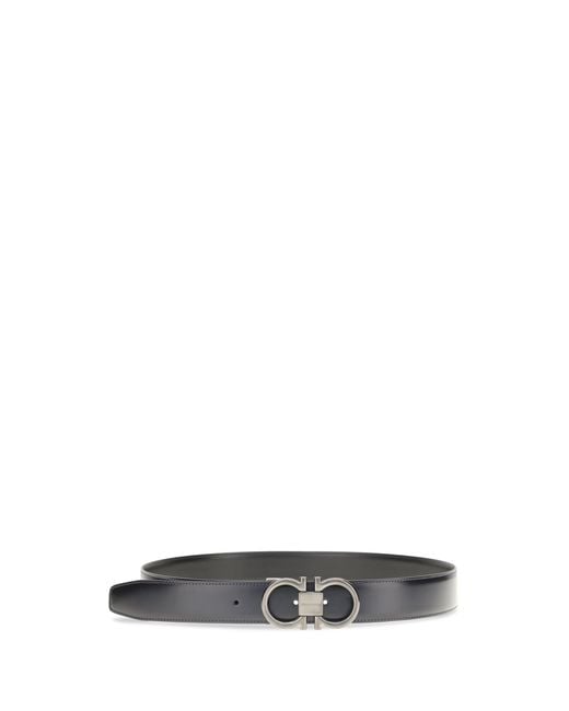 Ferragamo Gray Reversible And Adjustable Gancini Belt for men