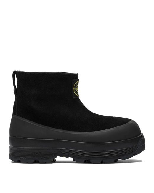 Stone Island Black Suede Ankle Boot for men