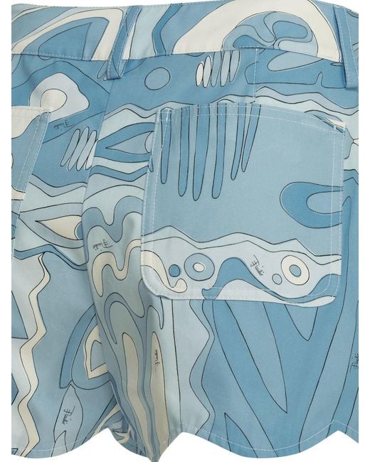 Emilio Pucci Blue "Angoli" Five-Pocket Shorts