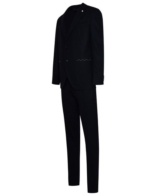 Luigi Bianchi Black Wool Blend Suit for men