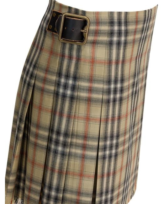 Burberry Green Wool "Check" Mini Kilt