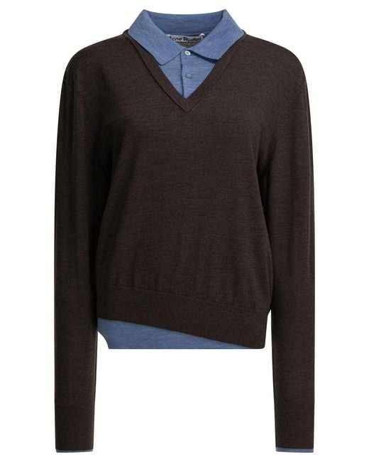 Acne Black Layered Wool Sweater