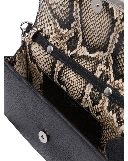 McQueen Black Leather Mini Cross-Bar Clutch