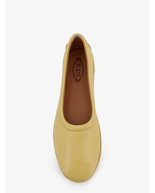 Tod's Natural Leather Ballerina With Gomminos Detail On The Back
