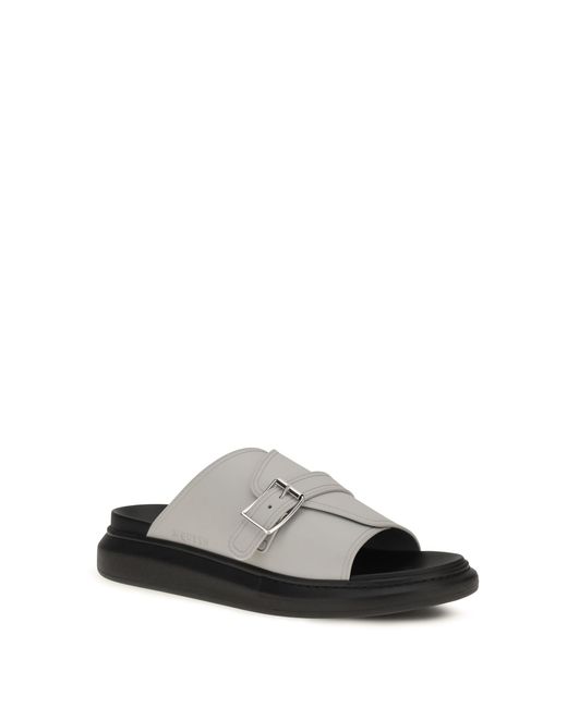 McQueen White Buckle Slide Sandals