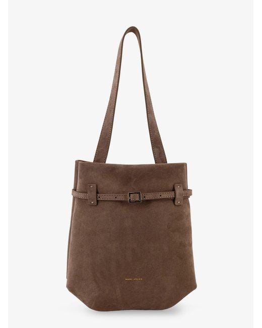 MANU Atelier Brown Mini Tote Du Jour Suede Shoulder Bag