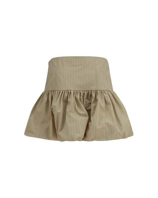 Ganni Natural Ruffled Mini Skirt Summer Sand
