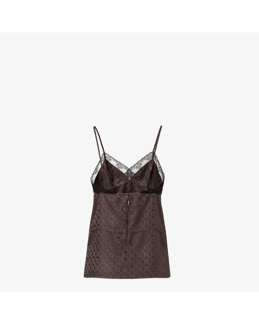 Fendi Brown Jacquard Ff Silk Top