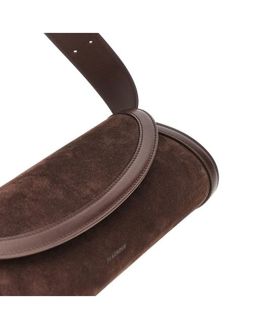 Jil Sander Brown Suede Leather Small Cannolo Bag