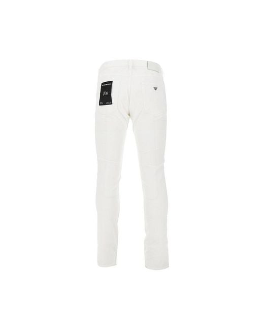 Emporio Armani White Stretch Canvas J06 Pants for men
