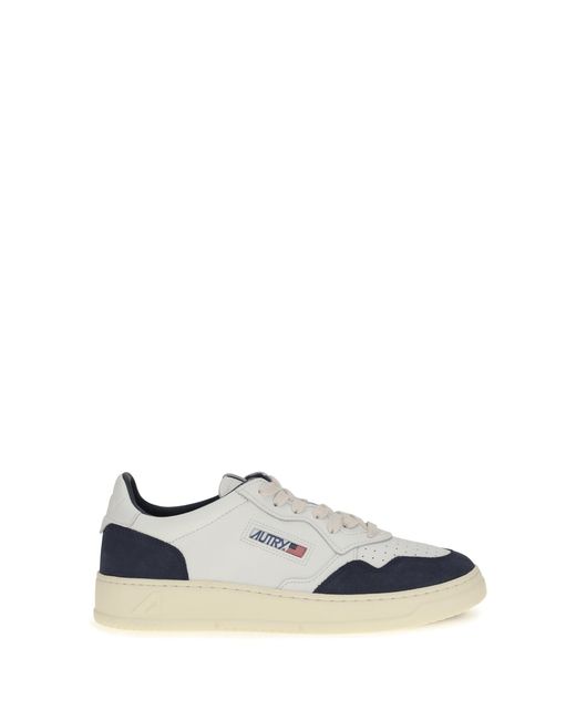 Men's White Medalist Low Sneakers/Denim