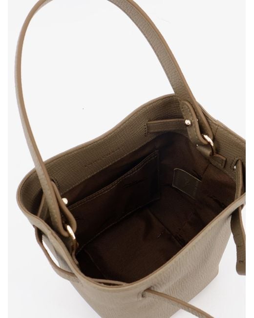 Longchamp Natural Le Smart Leather Bucket Bag