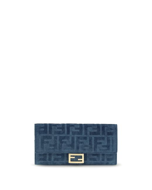 Fendi Blue Ff Denim Clutch Bag