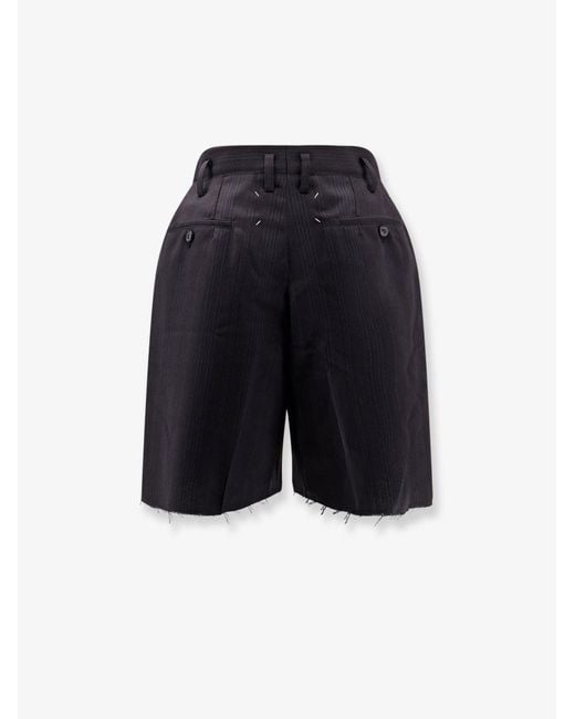 Maison Margiela Blue Striped Virgin Wool Shorts