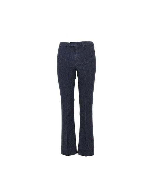 Max Mara Blue Stretch Denim Cropped Pants